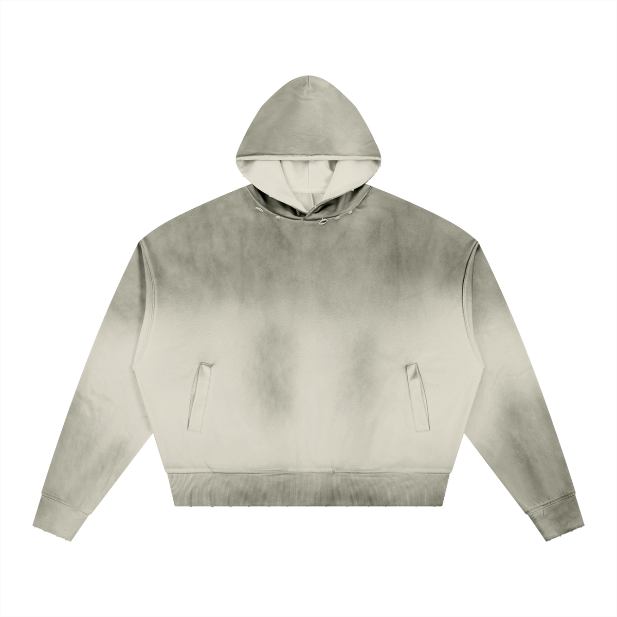 Unisex Sunfade Distressed Boxy Hoodie in white gray