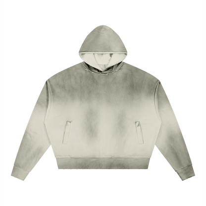Unisex Sunfade Distressed Boxy Hoodie in white gray