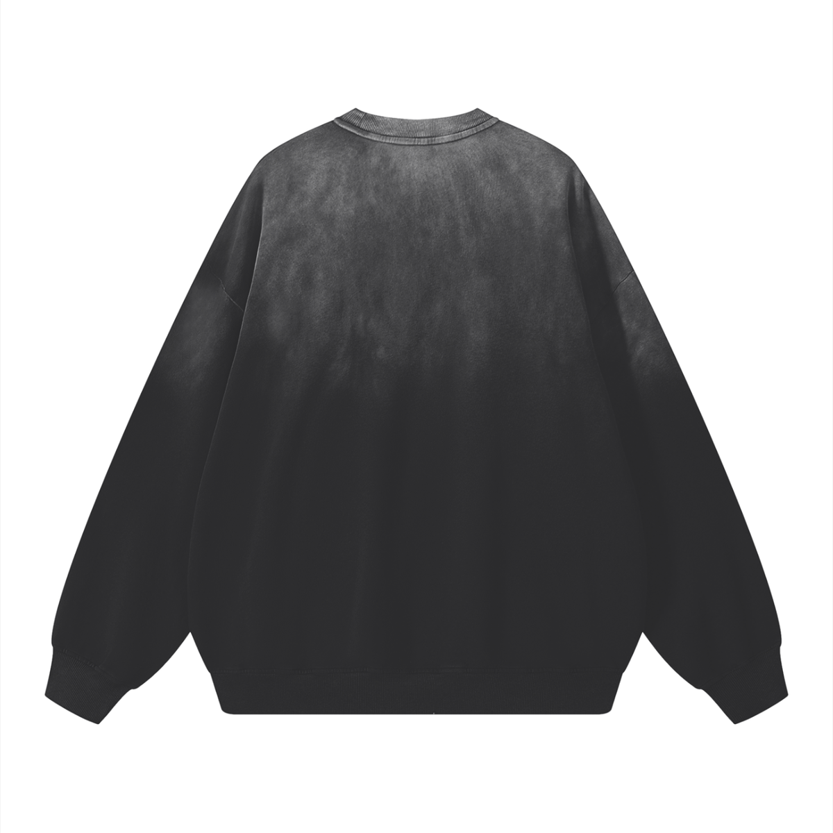 Unisex Sunfade Drop-Shoulder Cotton Sweatshirt in black, alternate angle