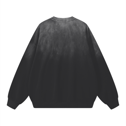 Unisex Sunfade Drop-Shoulder Cotton Sweatshirt in black, alternate angle