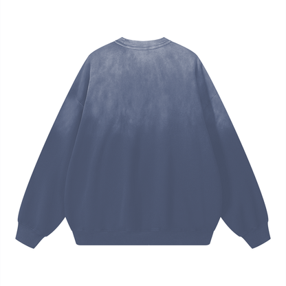 Unisex Sunfade Drop-Shoulder Cotton Sweatshirt in gray blue, alternate angle