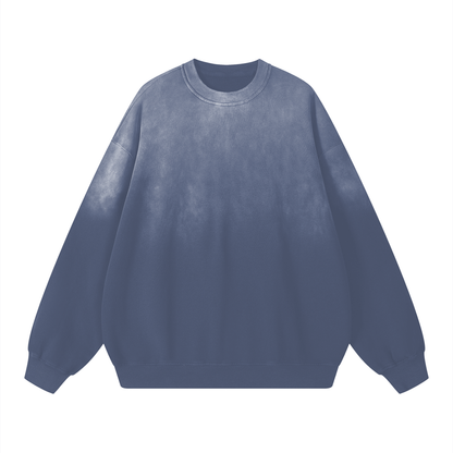 Unisex Sunfade Drop-Shoulder Cotton Sweatshirt in gray blue