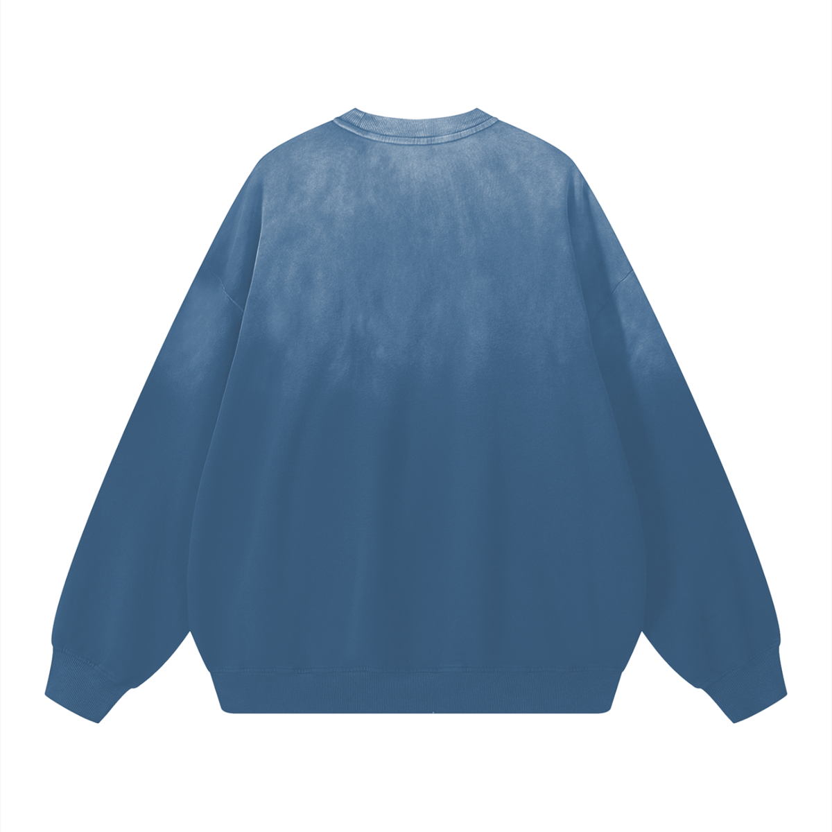 Unisex Sunfade Drop-Shoulder Cotton Sweatshirt in jeans blue, alternate angle