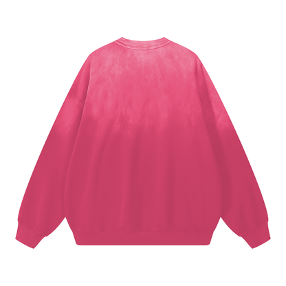 Unisex Sunfade Drop-Shoulder Cotton Sweatshirt in pink, alternate angle