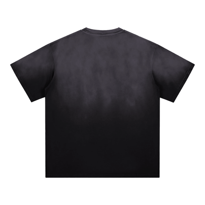 Unisex Sunfade Edge Gradient T-Shirt in black, alternate angle