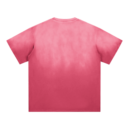 Unisex Sunfade Edge Gradient T-Shirt in rose pink, alternate angle
