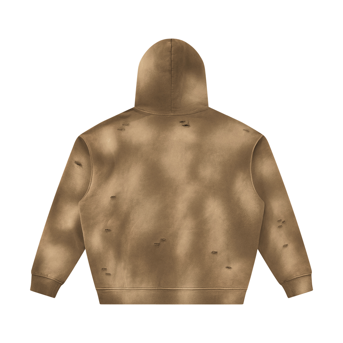 Unisex Sunfade Frayed Fleece Hoodie in brown, alternate angle