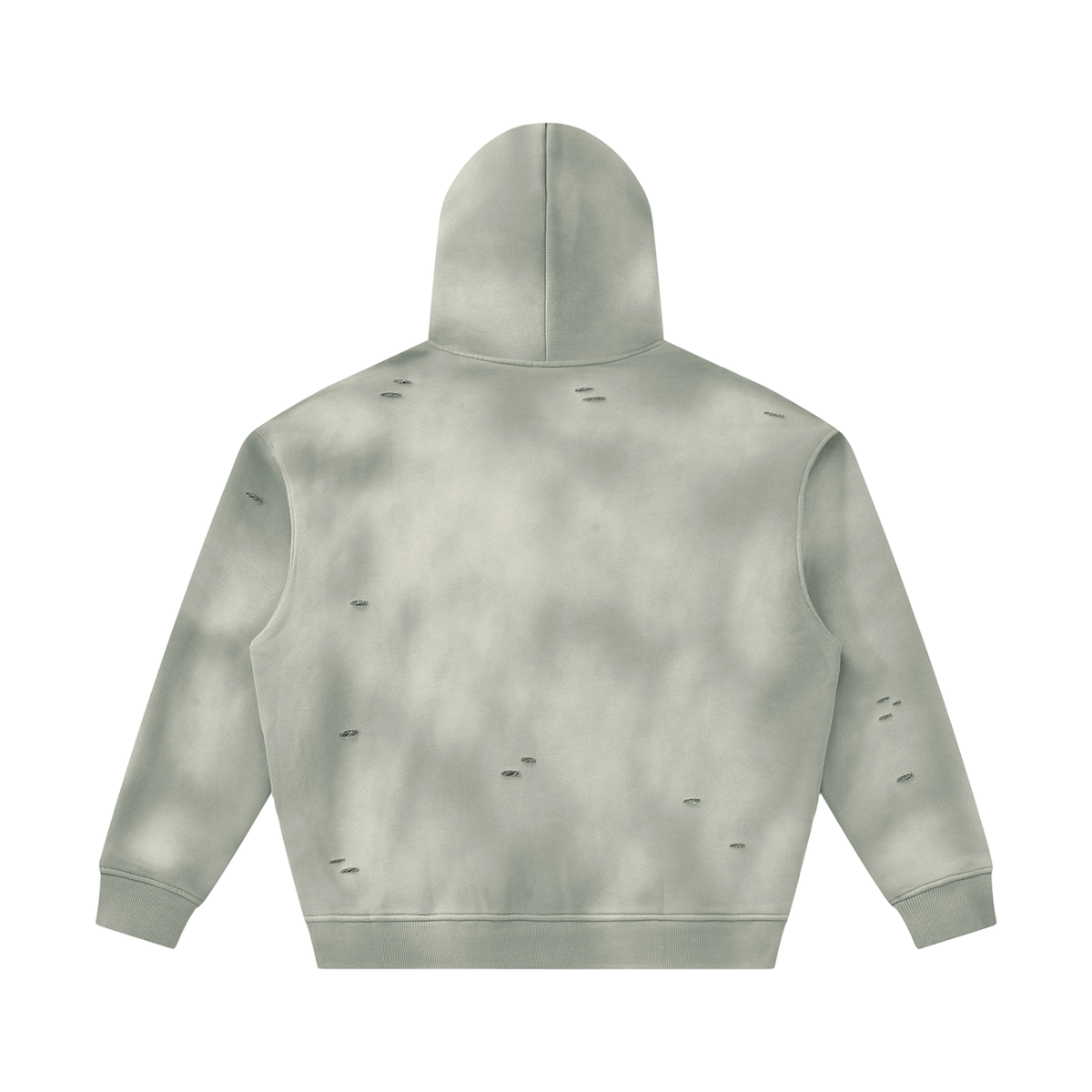 Unisex Sunfade Frayed Fleece Hoodie in light gray, alternate angle