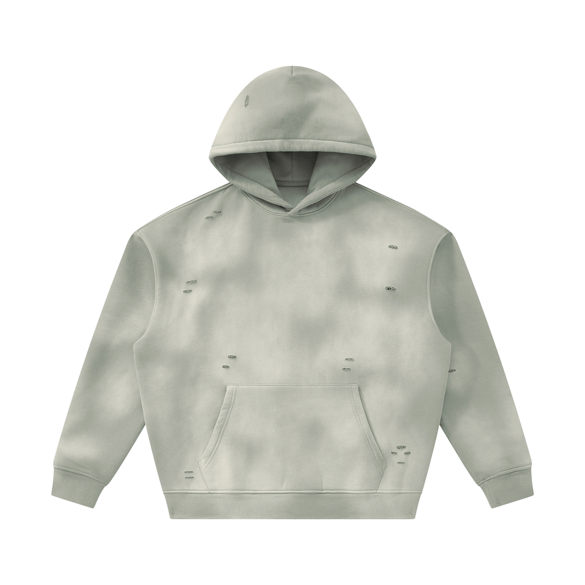 Unisex Sunfade Frayed Fleece Hoodie in light gray