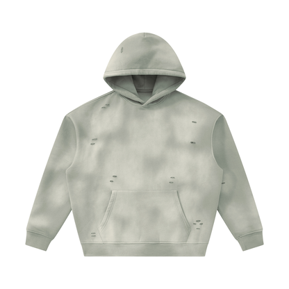 Unisex Sunfade Frayed Fleece Hoodie in light gray