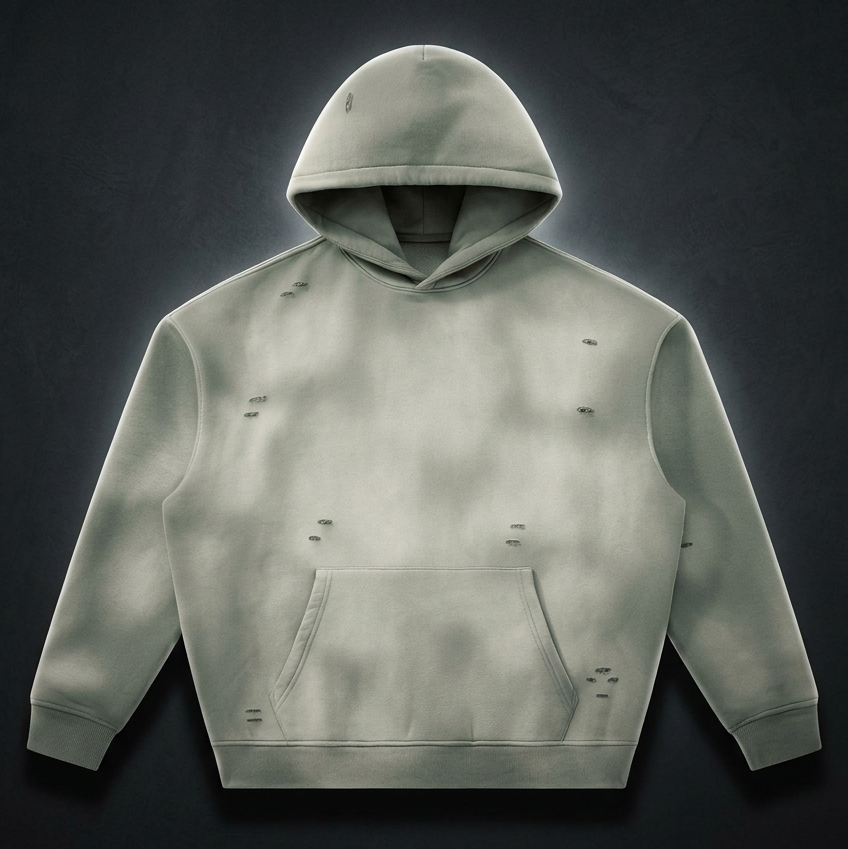 Unisex Sunfade Frayed Fleece Hoodie