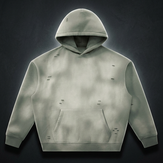 Unisex Sunfade Frayed Fleece Hoodie