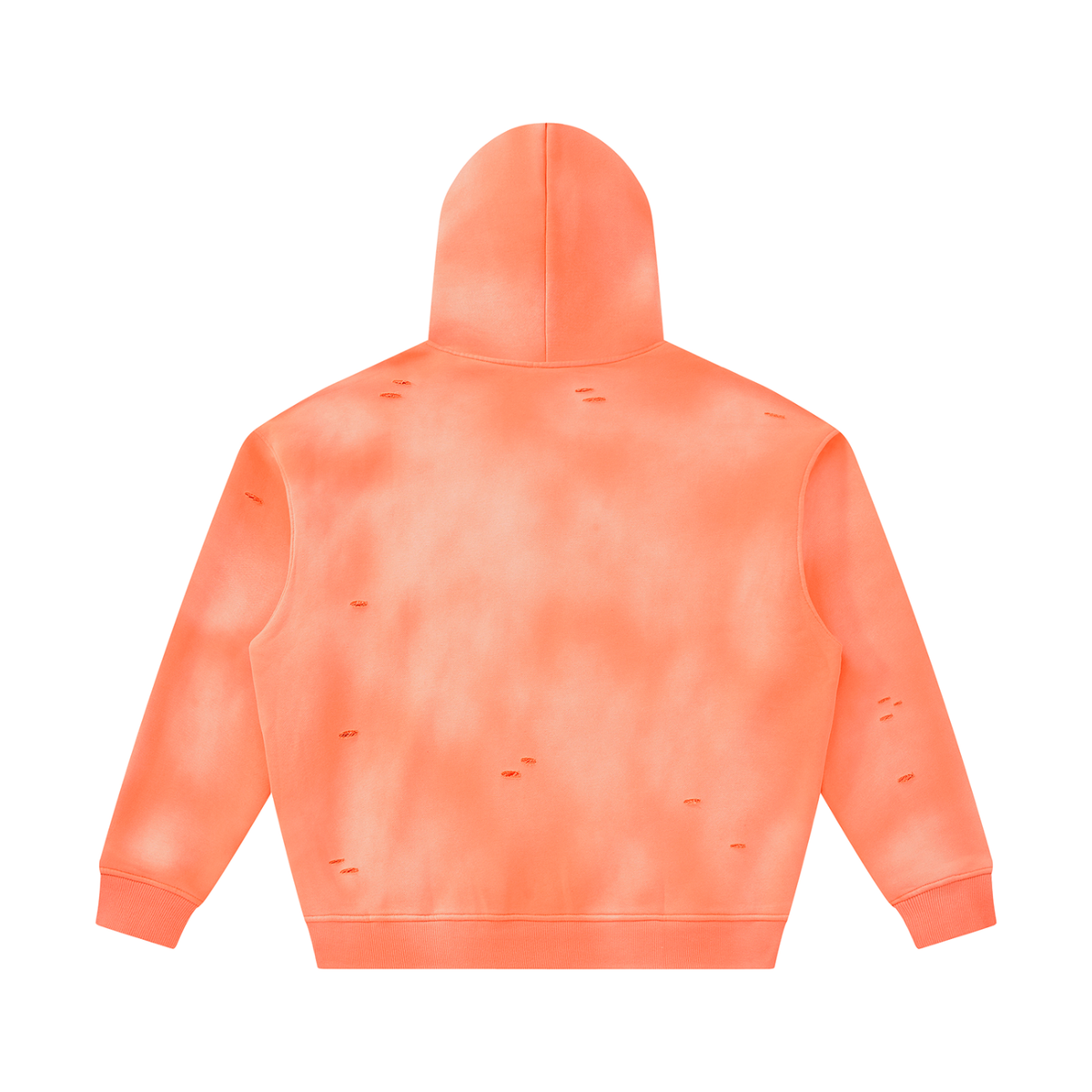Unisex Sunfade Frayed Fleece Hoodie in orange, alternate angle