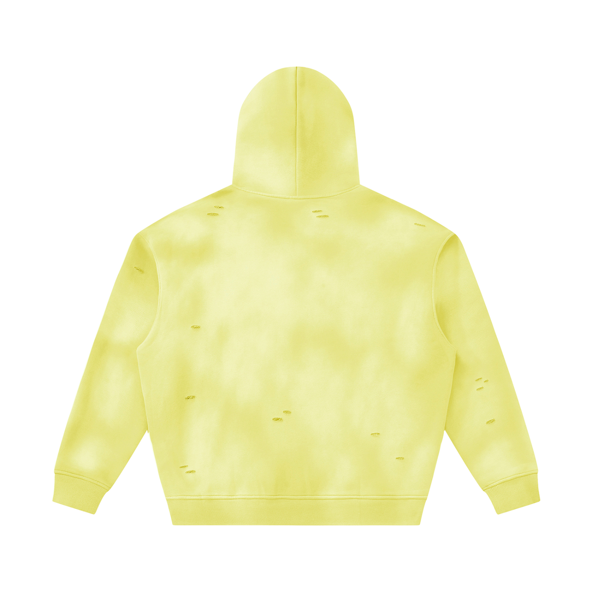 Unisex Sunfade Frayed Fleece Hoodie in yellow, alternate angle
