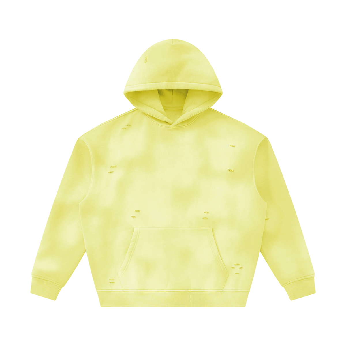 Unisex Sunfade Frayed Fleece Hoodie in yellow