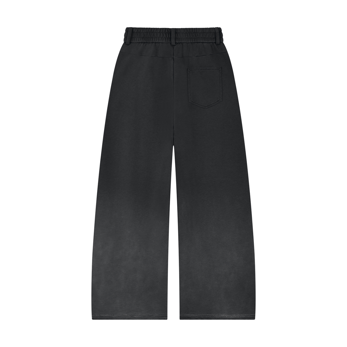 Unisex Sunfade Paneled Barrel Leg Sweatpants in black, alternate angle