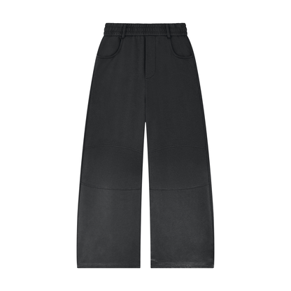 Unisex Sunfade Paneled Barrel Leg Sweatpants in black