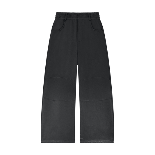 Unisex Sunfade Paneled Barrel Leg Sweatpants in black