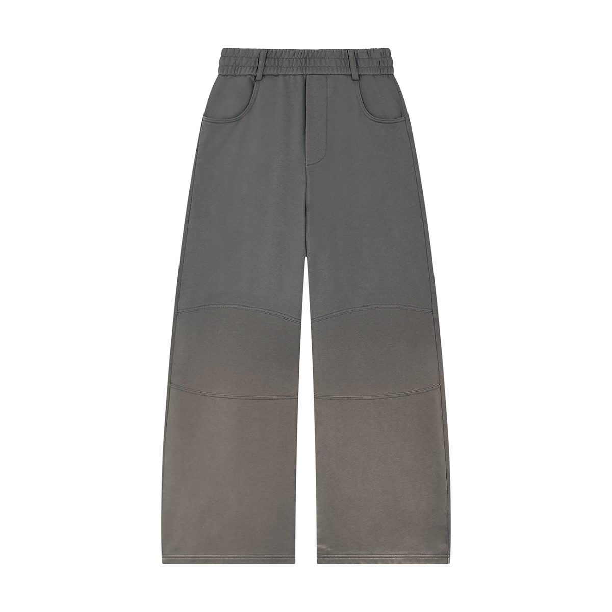 Unisex Sunfade Paneled Barrel Leg Sweatpants in dark gray