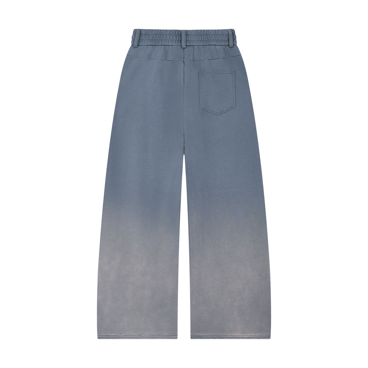 Unisex Sunfade Paneled Barrel Leg Sweatpants in gray blue, alternate angle