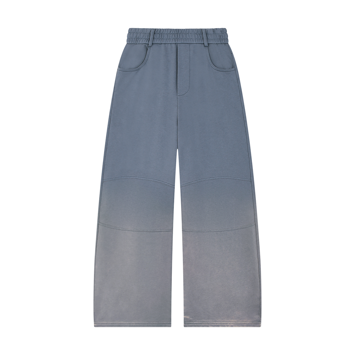 Unisex Sunfade Paneled Barrel Leg Sweatpants in gray blue