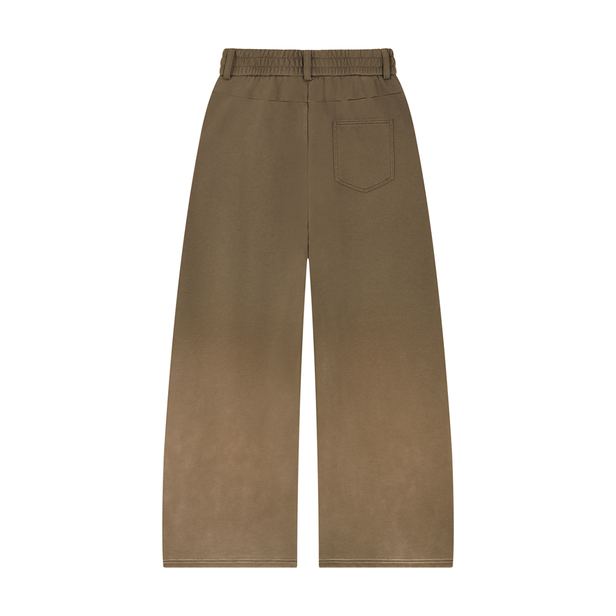 Unisex Sunfade Paneled Barrel Leg Sweatpants in khaki brown, alternate angle