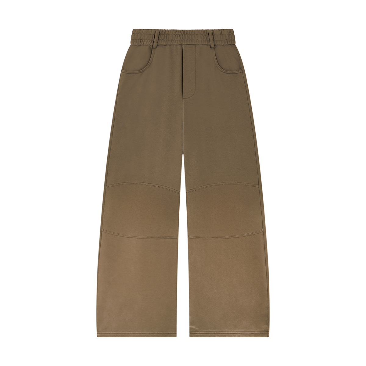 Unisex Sunfade Paneled Barrel Leg Sweatpants in khaki brown