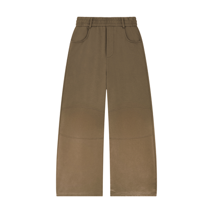 Unisex Sunfade Paneled Barrel Leg Sweatpants in khaki brown