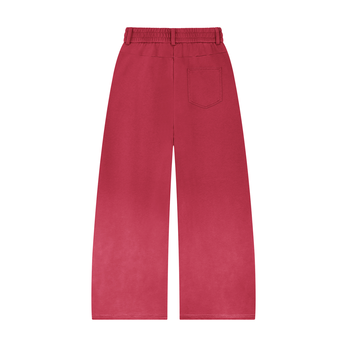 Unisex Sunfade Paneled Barrel Leg Sweatpants in red, alternate angle