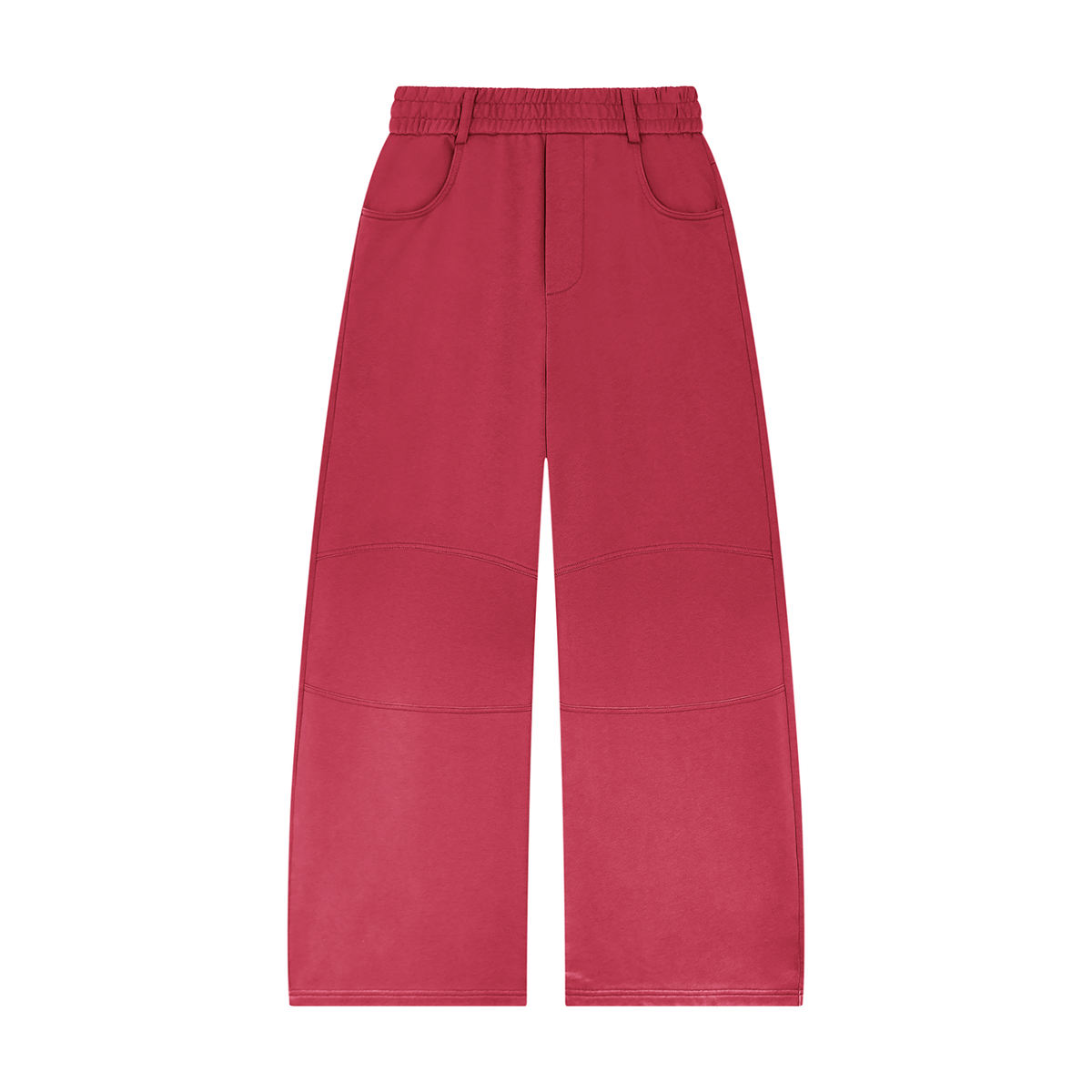Unisex Sunfade Paneled Barrel Leg Sweatpants in red