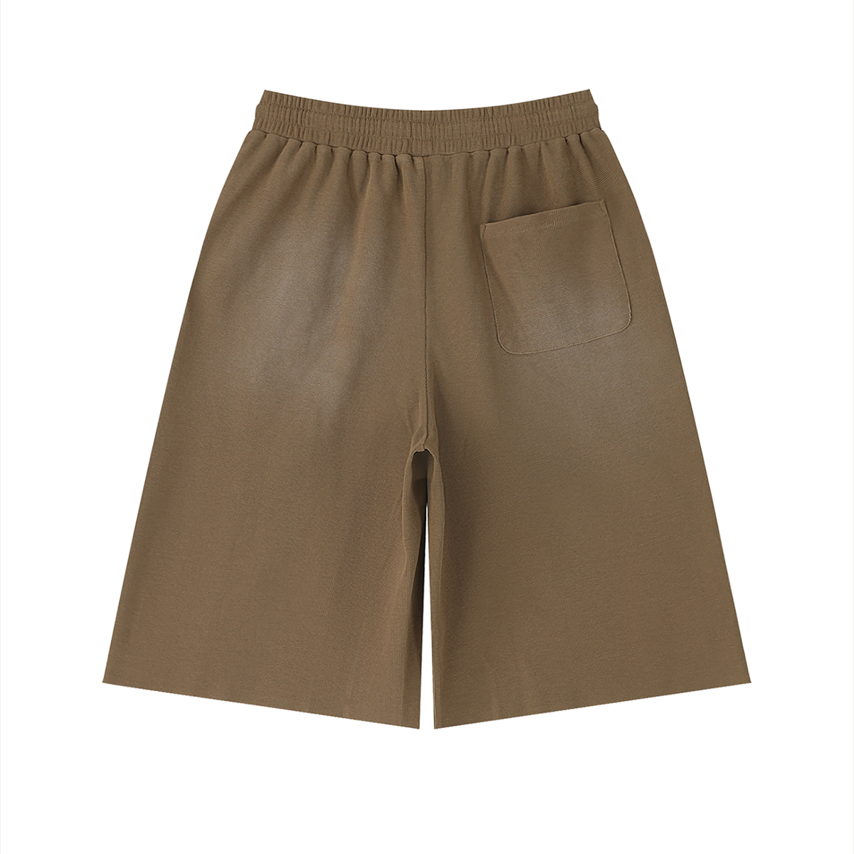 Unisex Sunfade Raw Edge Shorts in coffee, alternate angle