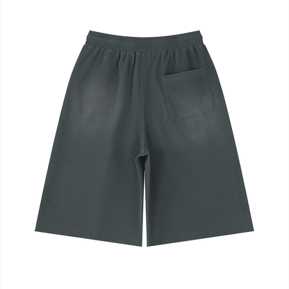 Unisex Sunfade Raw Edge Shorts in gray, alternate angle