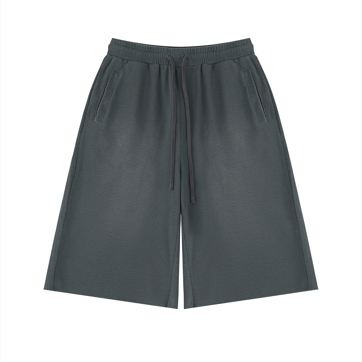 Unisex Sunfade Raw Edge Shorts in gray