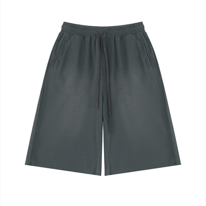 Unisex Sunfade Raw Edge Shorts in gray