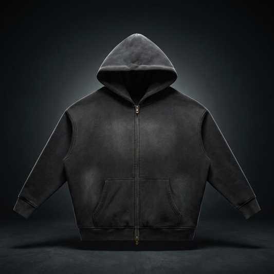 Unisex Sunfade Two-way Zipper Boxy Fleece Hoodie