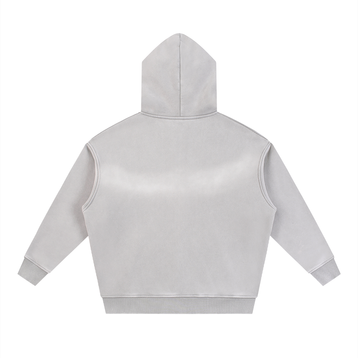 Unisex Sunfade Two-way Zipper Boxy Fleece Hoodie in light gray, alternate angle