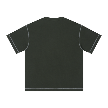 Unisex Sunfade Washed Boxy T-Shirt in gray green, alternate angle