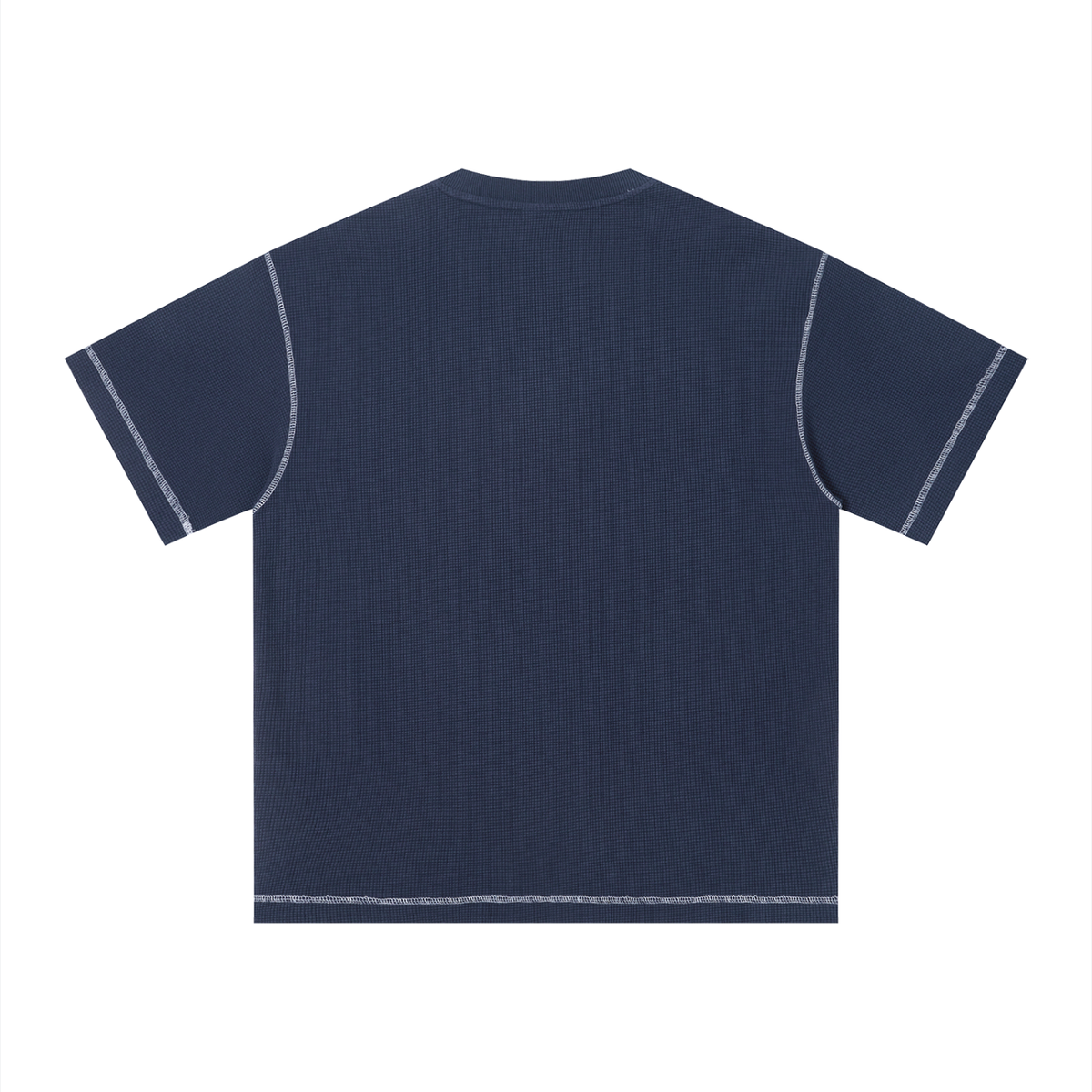 Unisex Sunfade Washed Boxy T-Shirt in navy blue, alternate angle