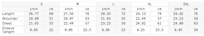 Size chart for the Unisex Sunfade Washed Boxy T-Shirt