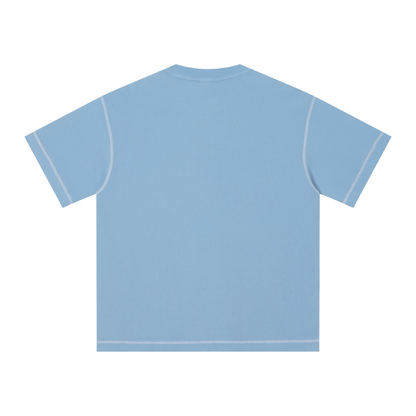 Unisex Sunfade Washed Boxy T-Shirt in sky blue, alternate angle