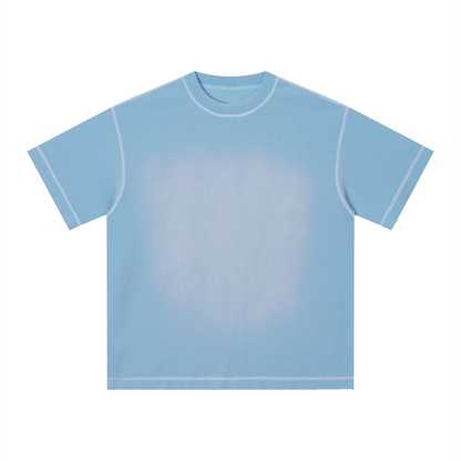 Unisex Sunfade Washed Boxy T-Shirt in sky blue
