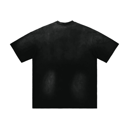 Unisex Sunfade Washed Drop Shoulder T-Shirt in black, alternate angle