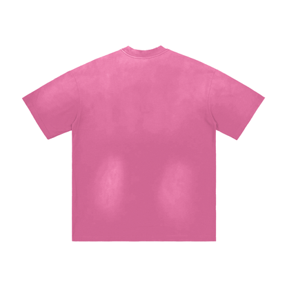 Unisex Sunfade Washed Drop Shoulder T-Shirt in pink, alternate angle