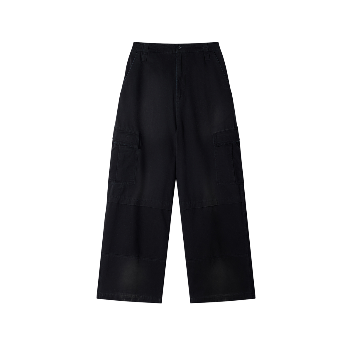 Unisex Sunfade Washed Fleece Cargo Pants in black
