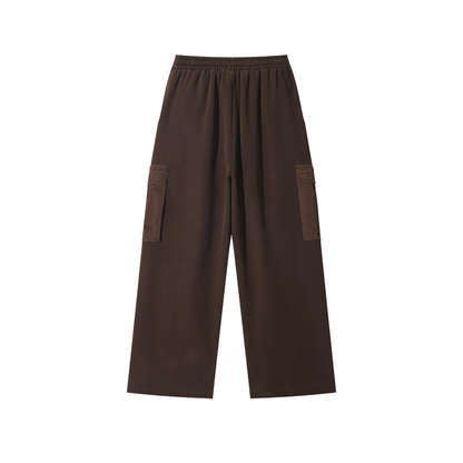Unisex Sunfade Washed Fleece Cargo Pants in coffee, alternate angle