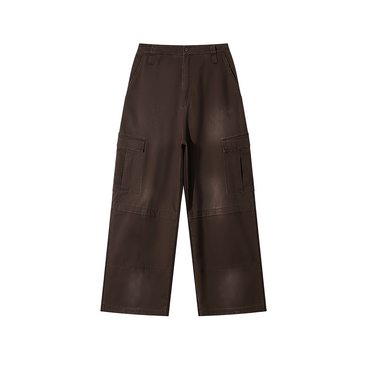 Unisex Sunfade Washed Fleece Cargo Pants in coffee