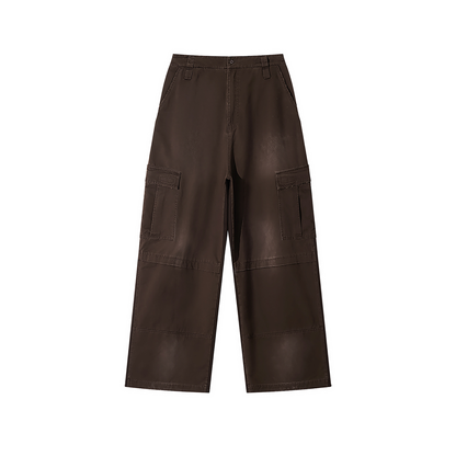Unisex Sunfade Washed Fleece Cargo Pants in coffee
