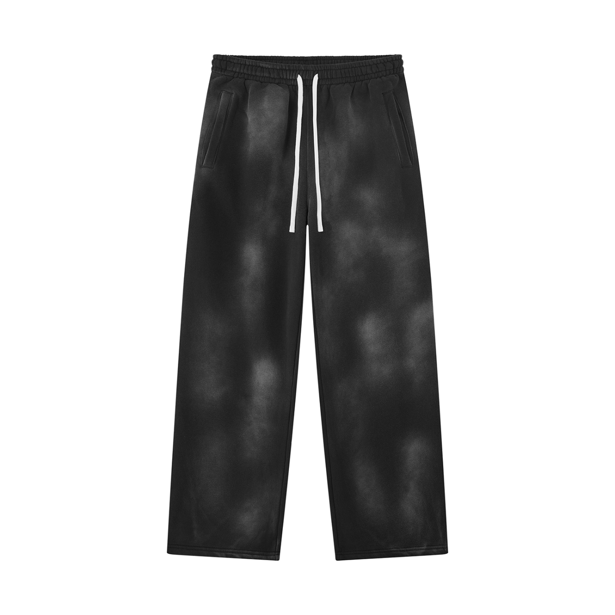 Unisex Sunfade Wide Leg Fleece Sweatpants in black