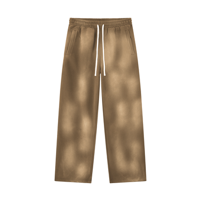 Unisex Sunfade Wide Leg Fleece Sweatpants in brown