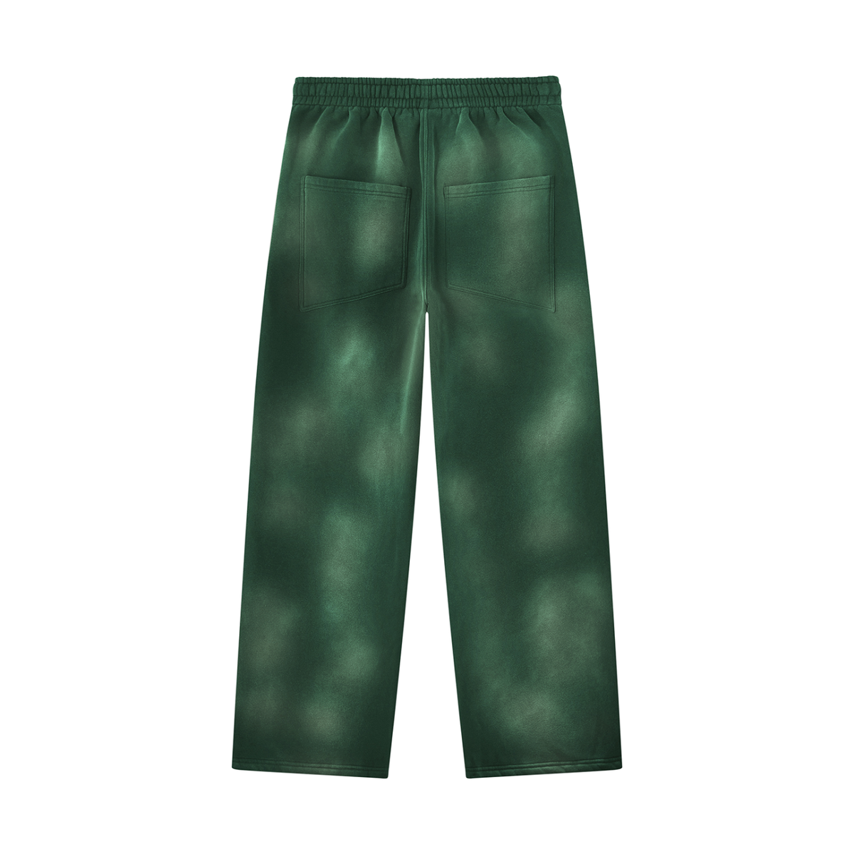 Unisex Sunfade Wide Leg Fleece Sweatpants in dark green, alternate angle